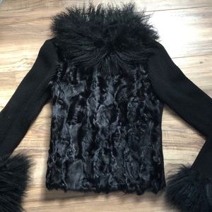 Meteo black fur sweater size 42